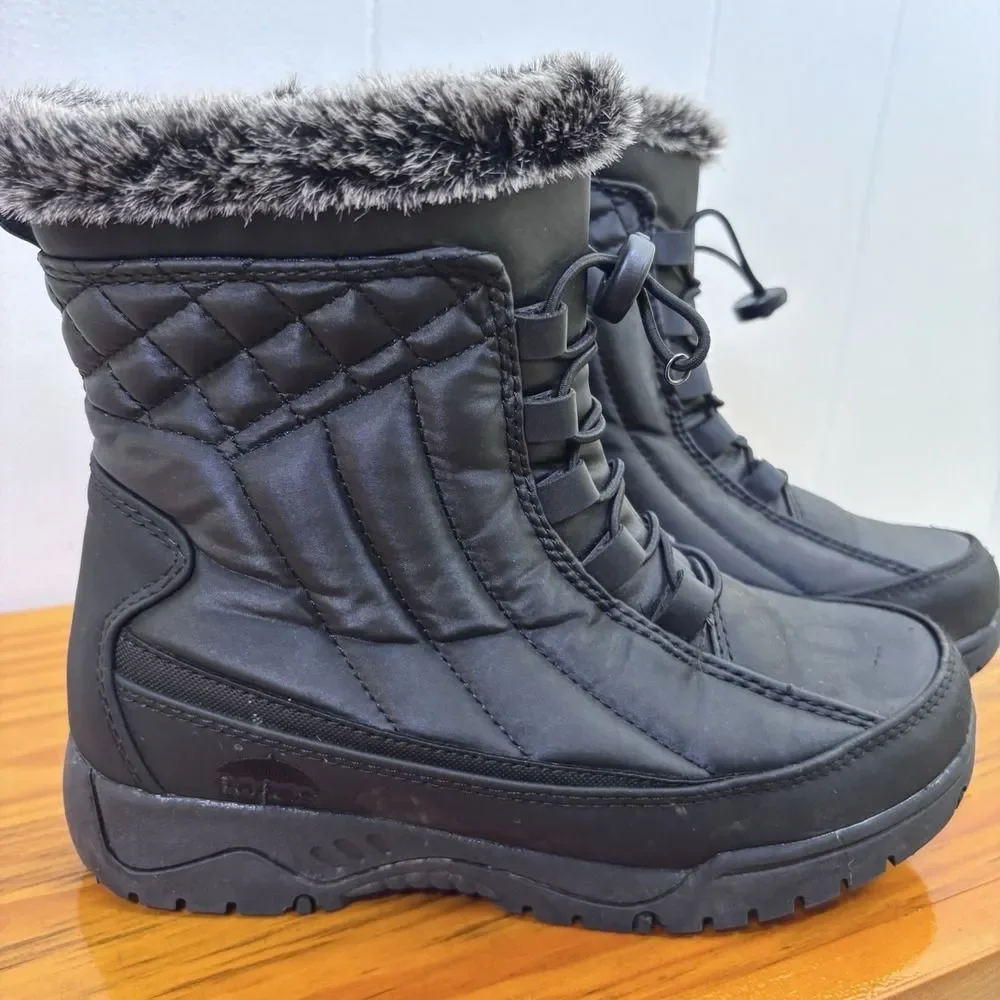 Totes‎ Eve Fur Lined Women's 6M Snow Boots Waterproof All Weather Winter Black